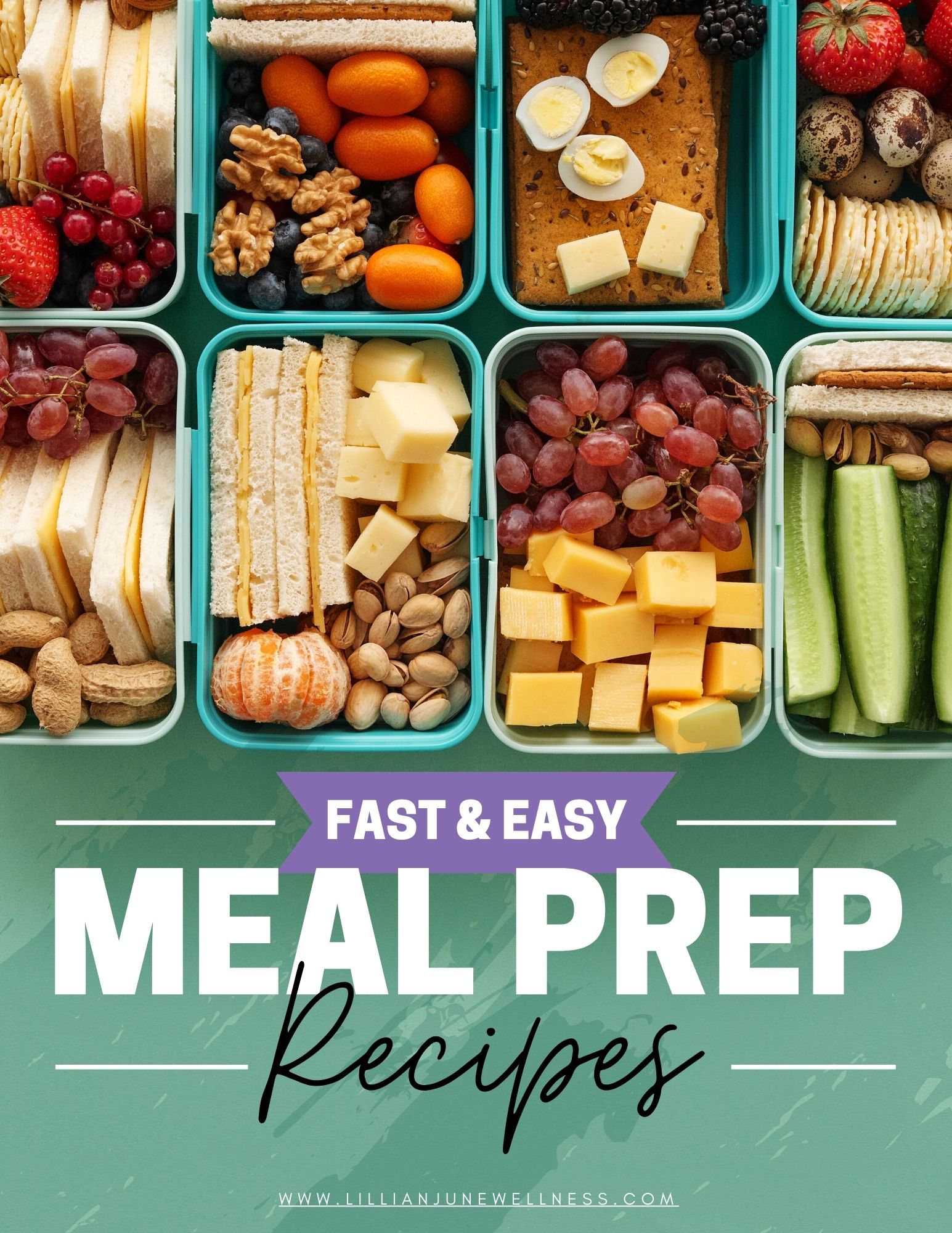Meal prep recipe guide with image of prepared food.